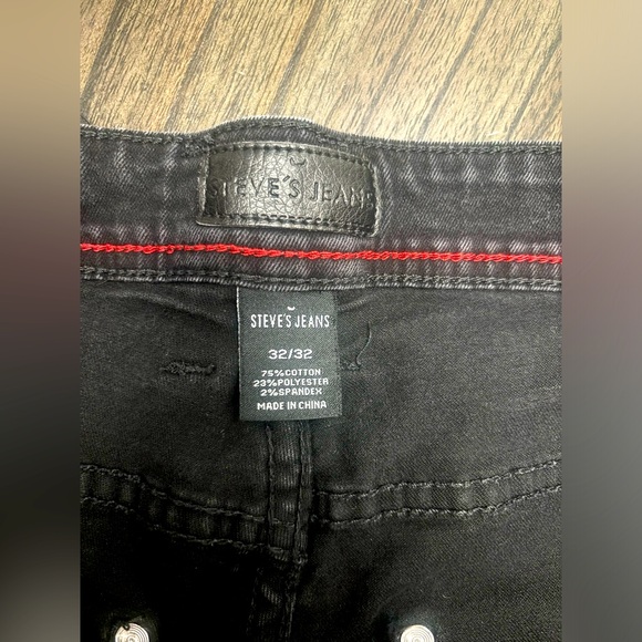Steve's Jeans Men's Straight Leg Denim Black Jeans Mid Rise Size 32x32 - Picture 4 of 5